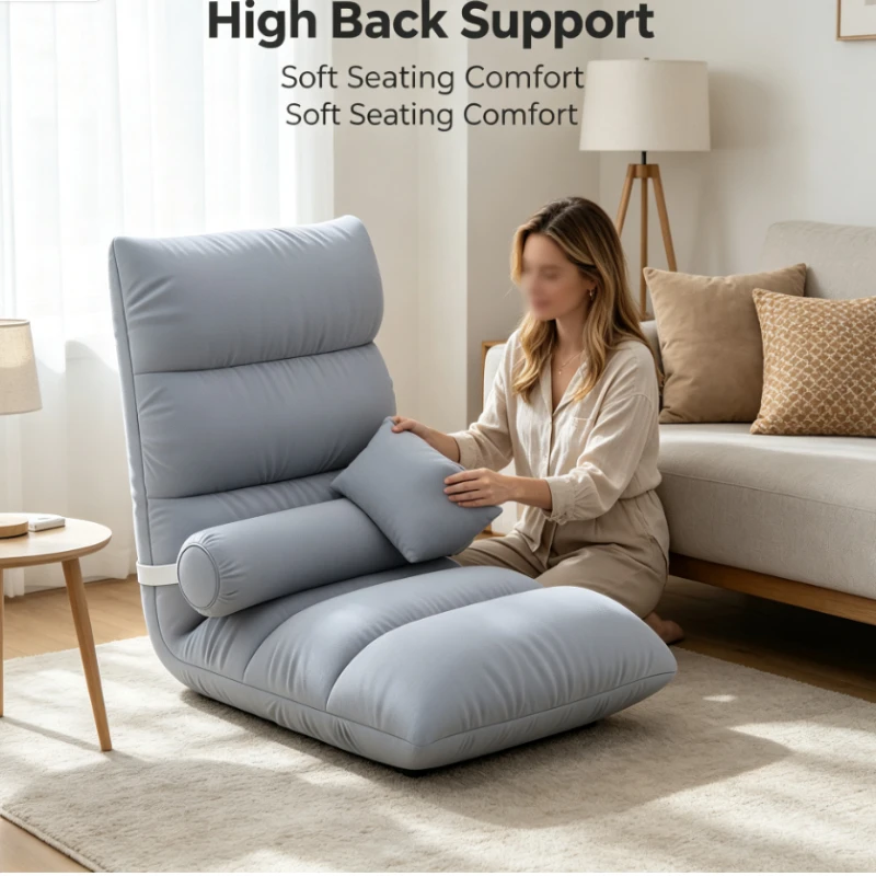 Adjustable Floor Lounger With Lumbar Support And Foldable Design For Bedroom And Balcony Relaxation