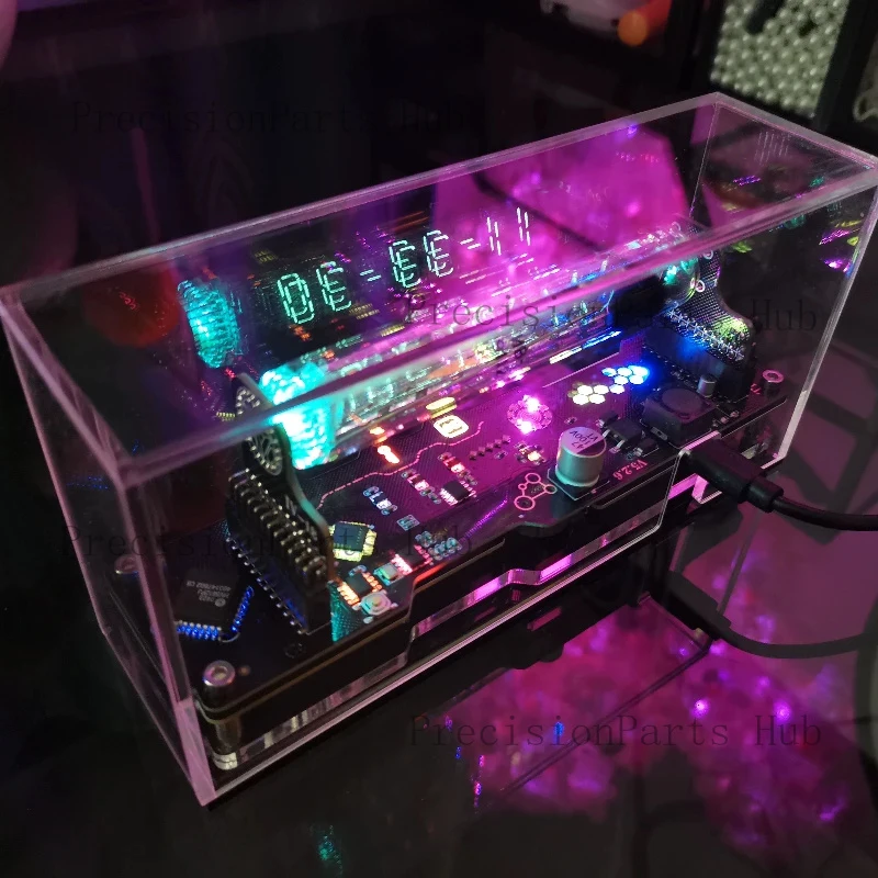 IV18 Fluorescent Tube Clock Art, Creativity, Technology Sense Decoration, Table Setting, Simulated Glow