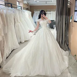 Eightree 2024 Princess A-Line Wedding Dresses Boho V-Neck Appliques Long Sleeve Bridal Dress Elegant Wedding Prom Gown Plus Size