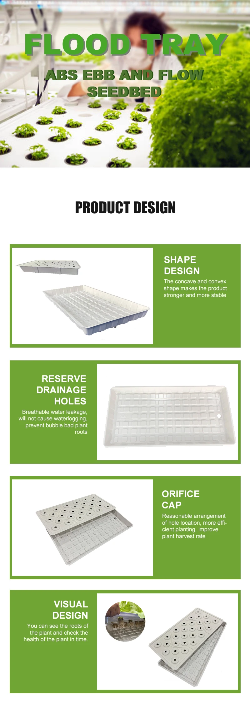 高品質ABS製育苗トレイ、28～36穴、長方形、室内水耕栽培、種子発芽、マイクログリーン、温室栽培用
