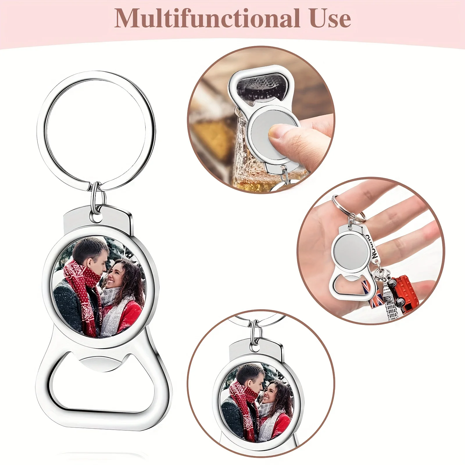 1pc/5pcs Sublimation Blanks Keychains Metal Bottle Opener Big Round Blank Key Rings