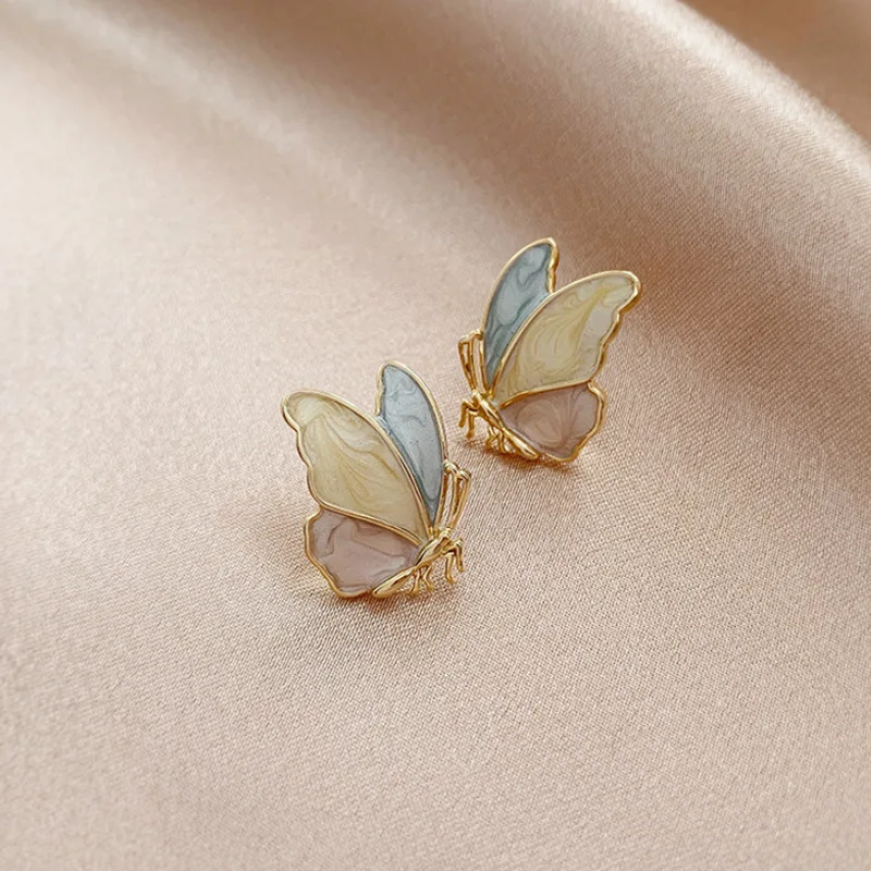 Fashion Aesthetic Butterfly S925 Needle Stud Earrings for Women Designer Creativity Luxury Party Statement Jewelry Gift pendient