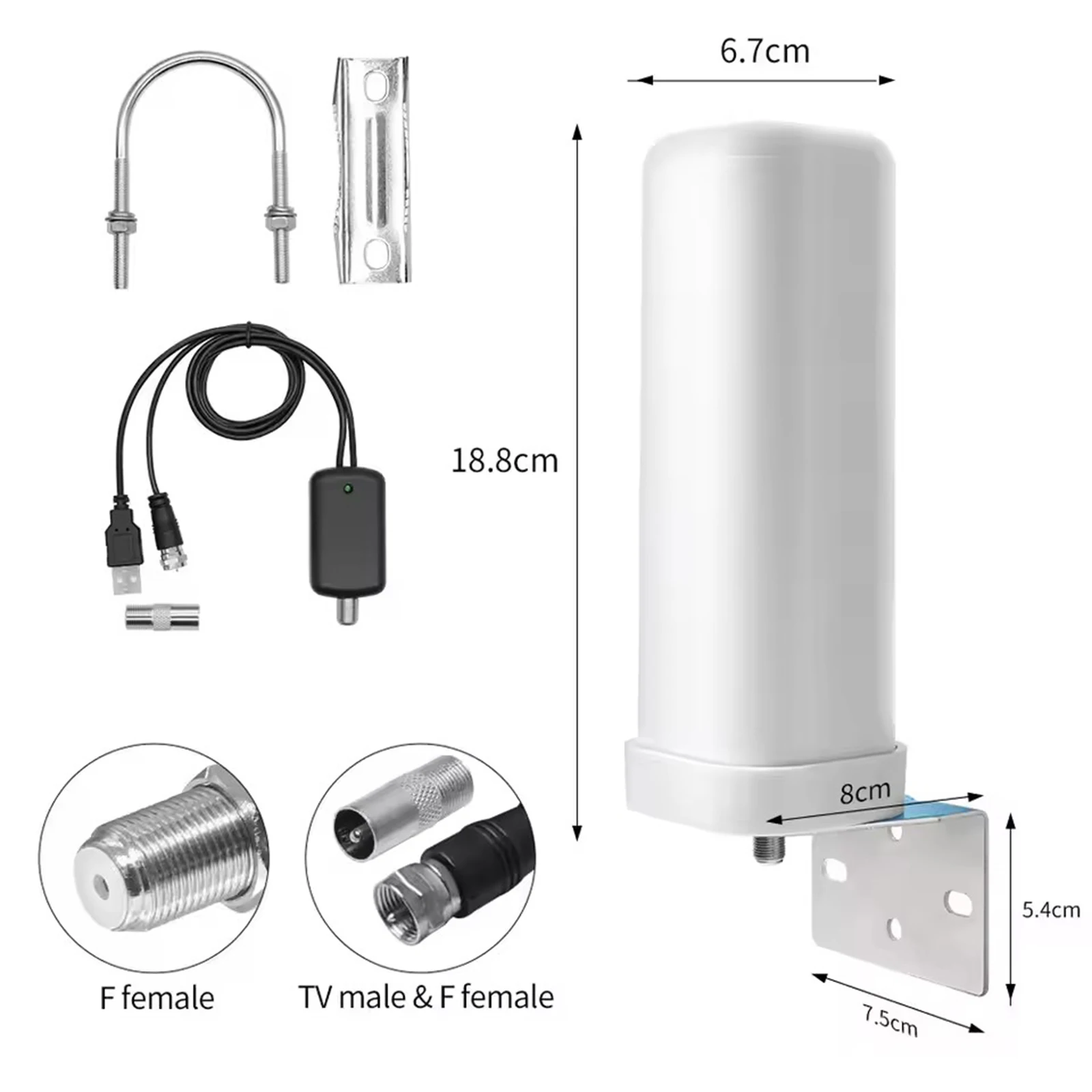 600 Miles HDTV Digital Antenna ABS Signal Amplified TV Antenna Wear Resist HD 4K Digital TV Antenna for HDTV with DAB/FM Radio view 6