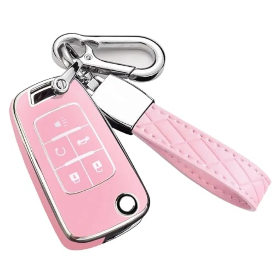 

for Chevy Key Fob Cover with Keychain, Premium TPU Full Protection Key Fob Case for Chevrolet Equinox Camaro Cruze Malibu Sonic