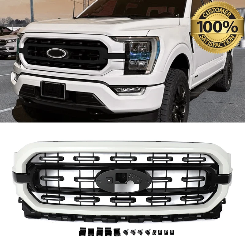 

Star White Metallic Front Bumper Upper Grills Grill For 2021-2023 Ford F-150 F150 XL XLT STX Front Hood Grille Assembly Magickit