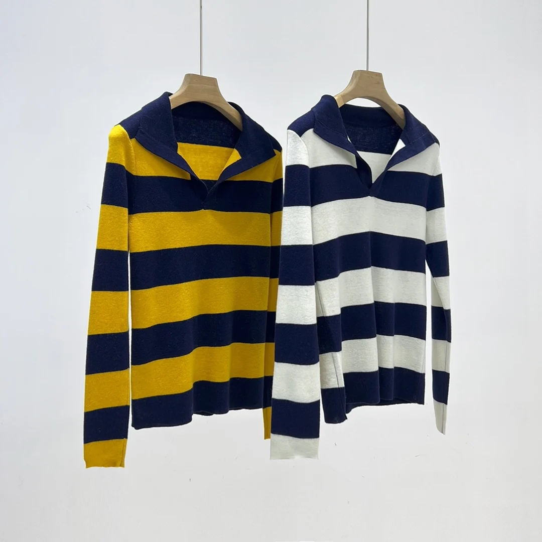 

'S 2023 New Fall Women Clothing Classic Two-Color Striped Sweater 0926