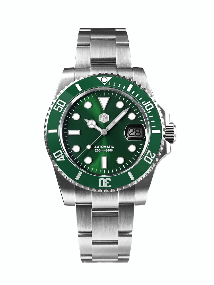 San Martin 40mm Updated ST2130 Automatic Mechanical Water Ghost Diver Watch Sapphire 3H Date Waterproof 200m BGW-9 Lume SN0017F