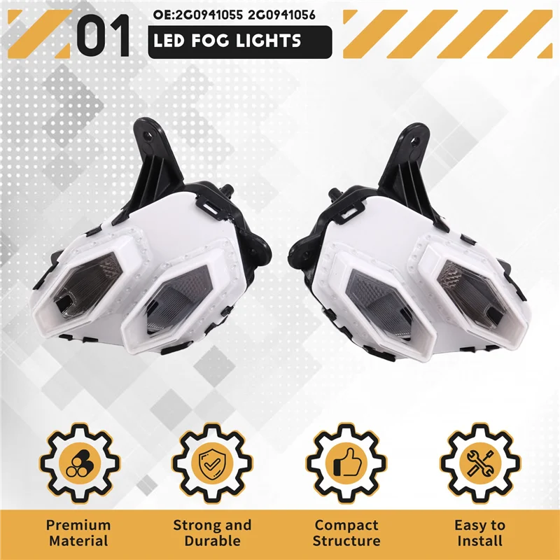 

1Pair LED Fog Lights For VW Polo GTI 2021 2022 2023 2024 Car Accessories Fog Lamp 2G0941055 2G0941056-A28K