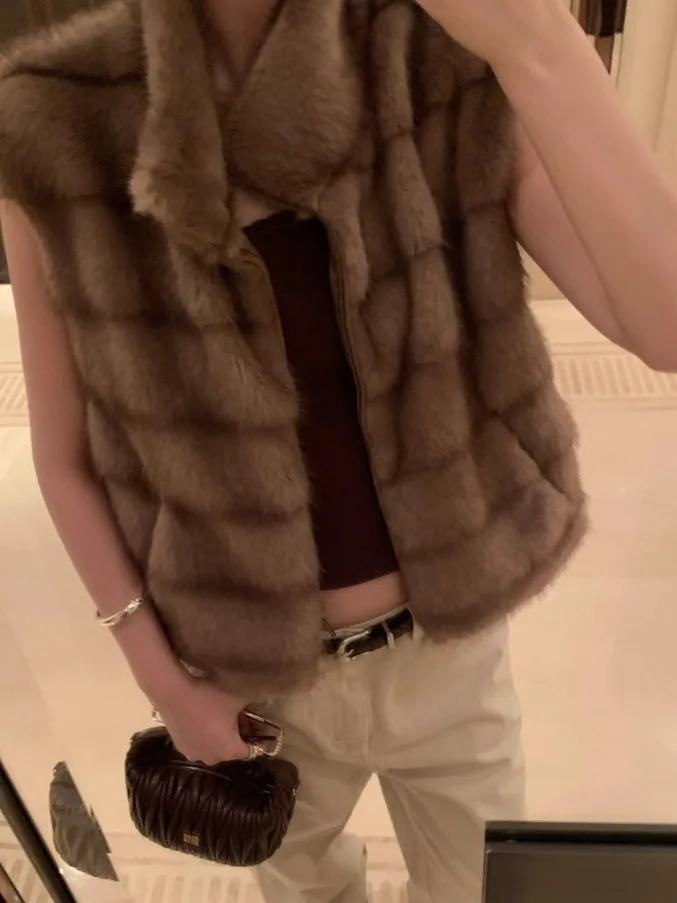 Thiened Fluffy Zipper Gilet in pelle da donna Faionable Retro All-Match Personali Autunno Inverno Cappotto coreano Sle Cotton I...