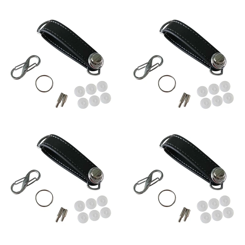

4X Fashion Car Key Pouch Bag Case Wallet Holder Chain Key Wallet Ring Pocket Key Organizer Smart Leather Keychain Black