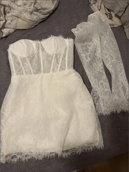TULX Luxury Mini Lace A-line Wedding Dresses Photoshoot 2025 White Short Above knee Sexy Bridal Gowns With Sleeves Custom Made