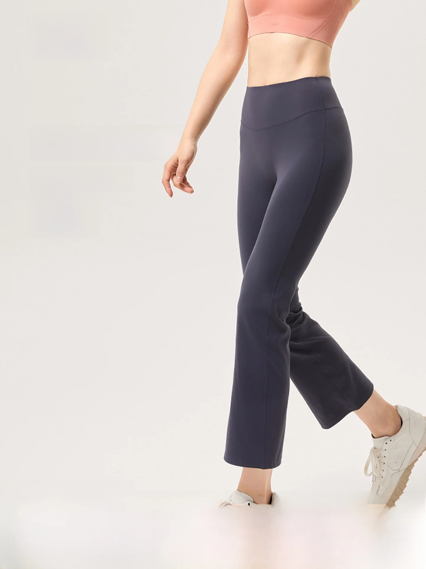 high-waist-straight-leg-yoga-pants-women's-fitness-running-sports-long-trousers-eight-points-micro-flared-hip-up-hk