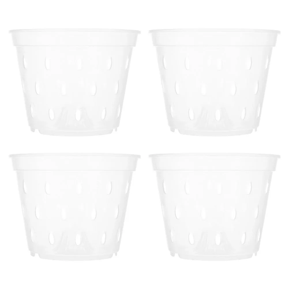 

4pcs Transparent Plastic Flowerpots Ventilation Holes Lightweight Breathable Plant Nursery Pots For Succulents Orchid Gardening