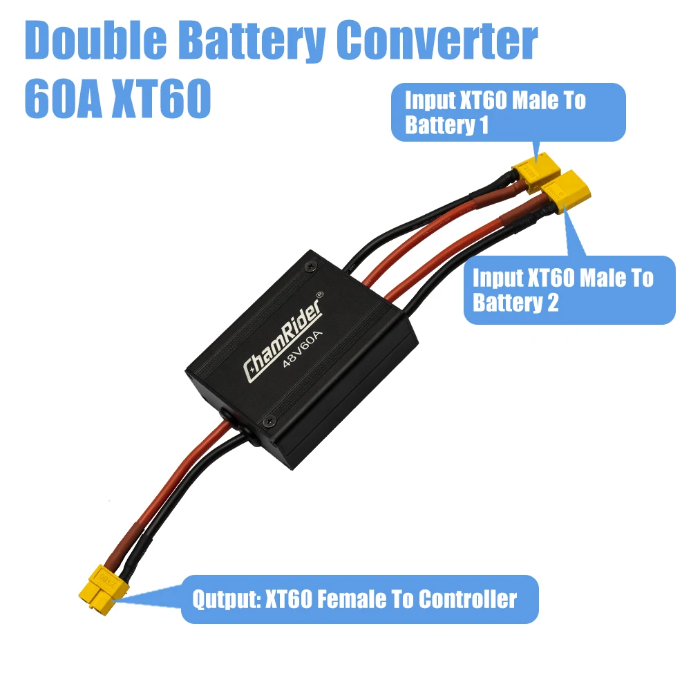 Convertitore di scarica a doppia batteria, adattatore di connessione, modulo di scarica bilanciata, parti di biciclette elettriche, 48V, 40A, 60A