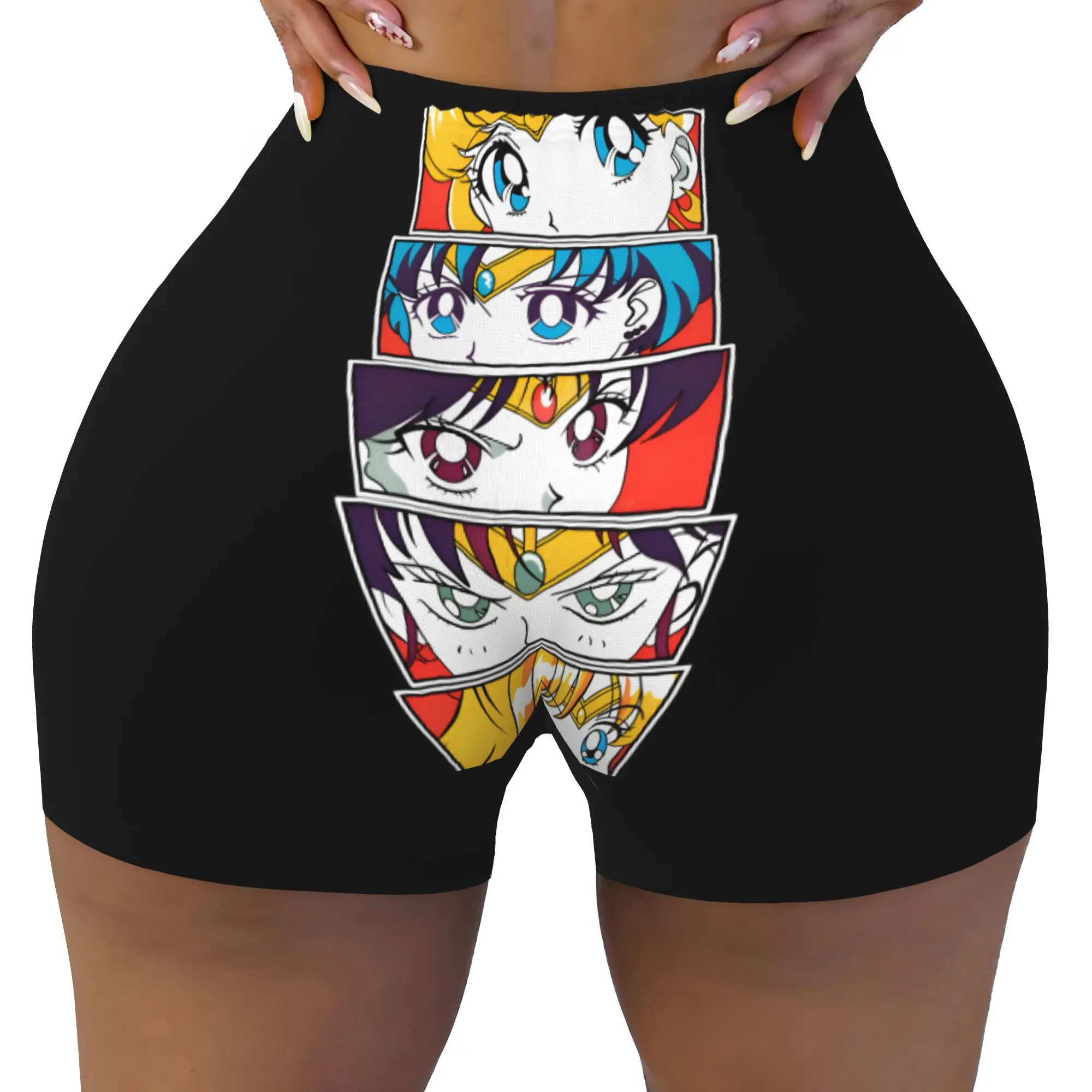 Custom Sailors Manga Moons Running Volleyball Workout Shorts for Women Usagi Tsukino Anime Gym Athletic Yoga Shorts
