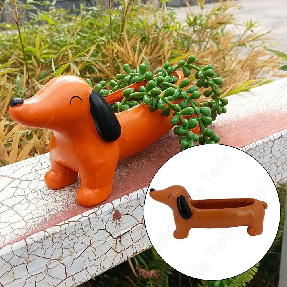 الإبداعية الراتنج الكلب وعاء النبات الكرتون مقلد الألماني اناء للزهور لطيف زهرة عصارية زارع شرفة #3