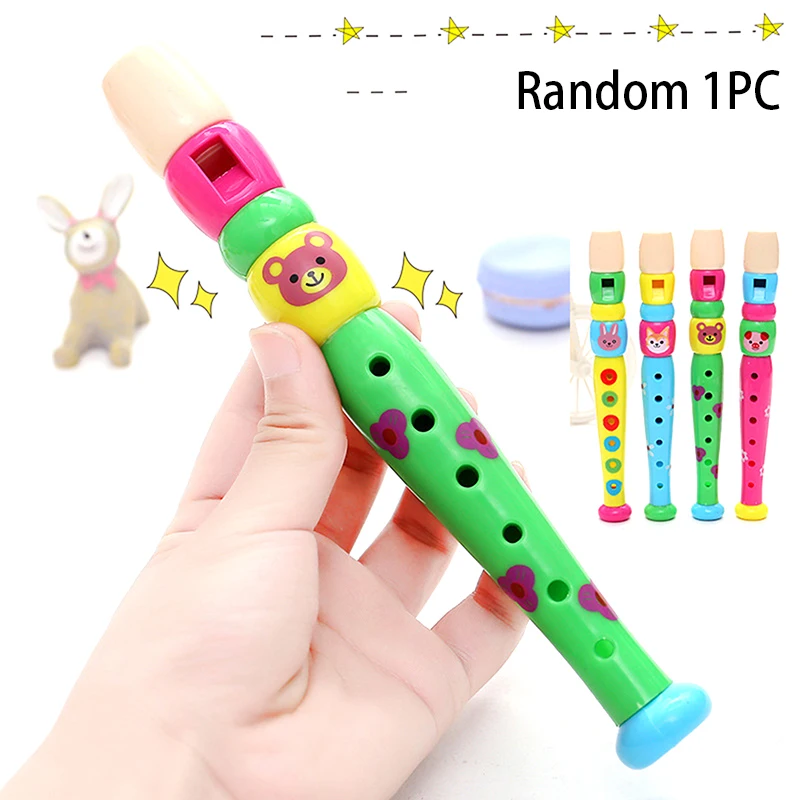 1Pcs Cartoon Short Flute Sound Kid Woodwind Musical Instrument Type 6-Holes Recorder Wooden Flute Musical Instruments Kids Toys