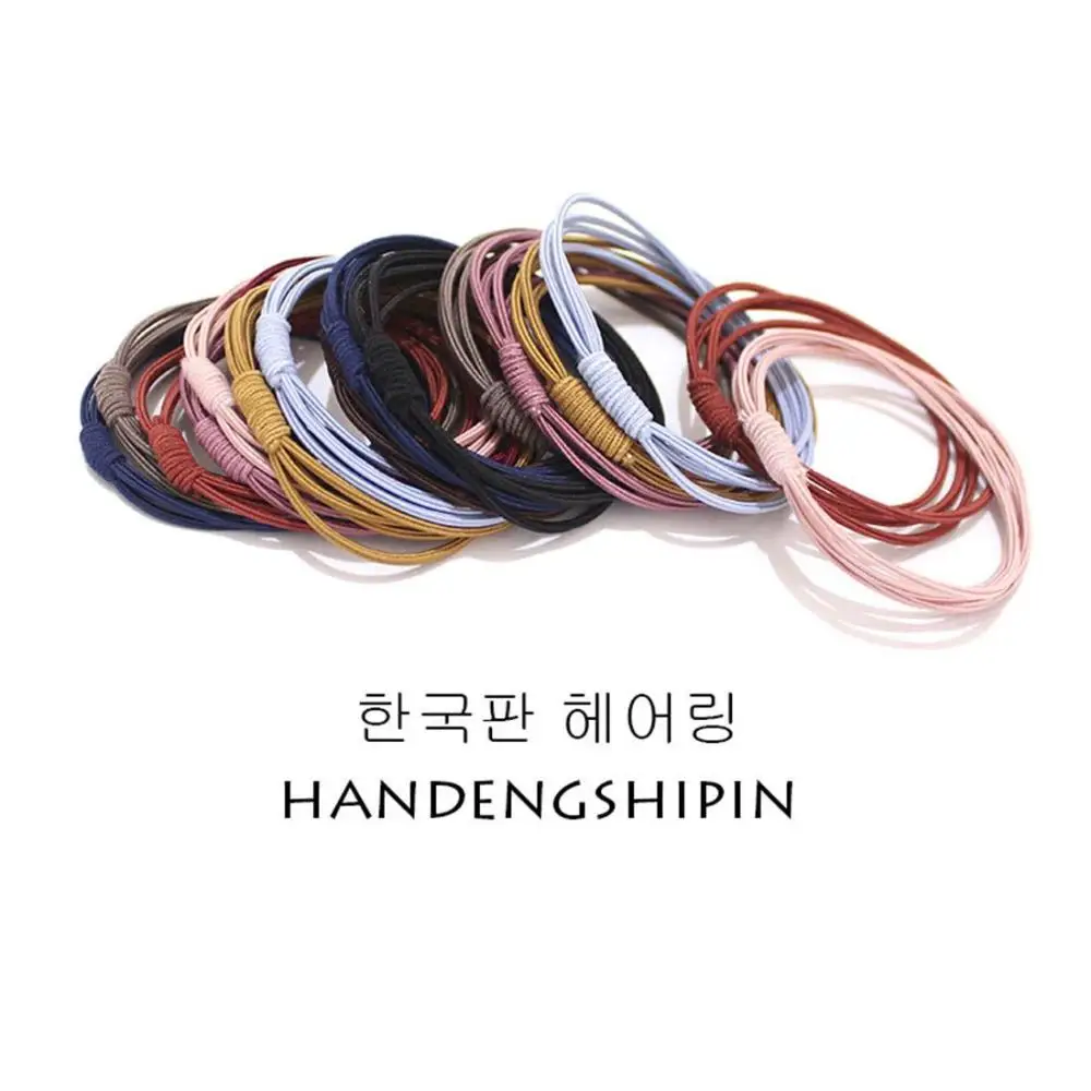 Random Color Concise Girl Women 4 in 1 Hair Ring Hair Tie Rope High Elastic