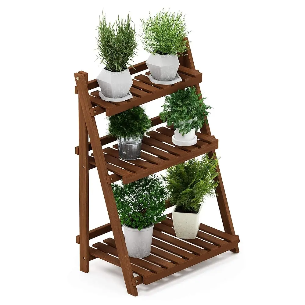 

Fg18452 Tioman Hardwood Patio Furniture Outdoor 3-Tier Flower Rack, Natural