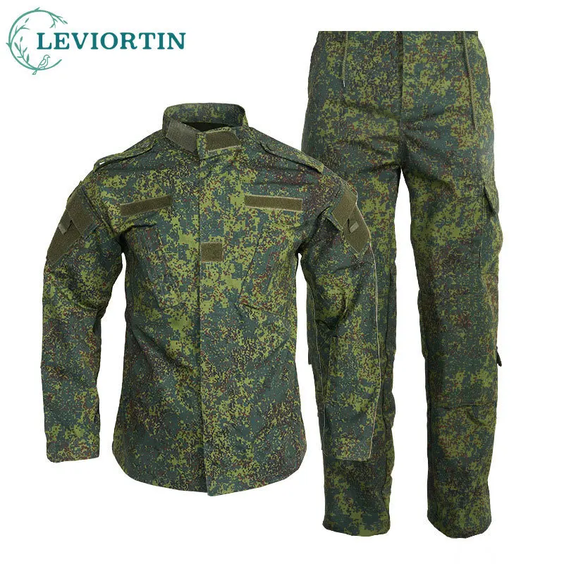 2Pcs/Sets Men's Outdoor Work Camo Shirt + Cargo Pants Hiking Fishing Suits Set Training Wear-resistant Tactical Suit