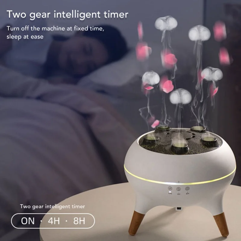 250ml Jellyfish Essential Oil Diffuser Aromatherapy Diffuser Desktop Humidifier With Light And Remote Control 110V-240V US Plug