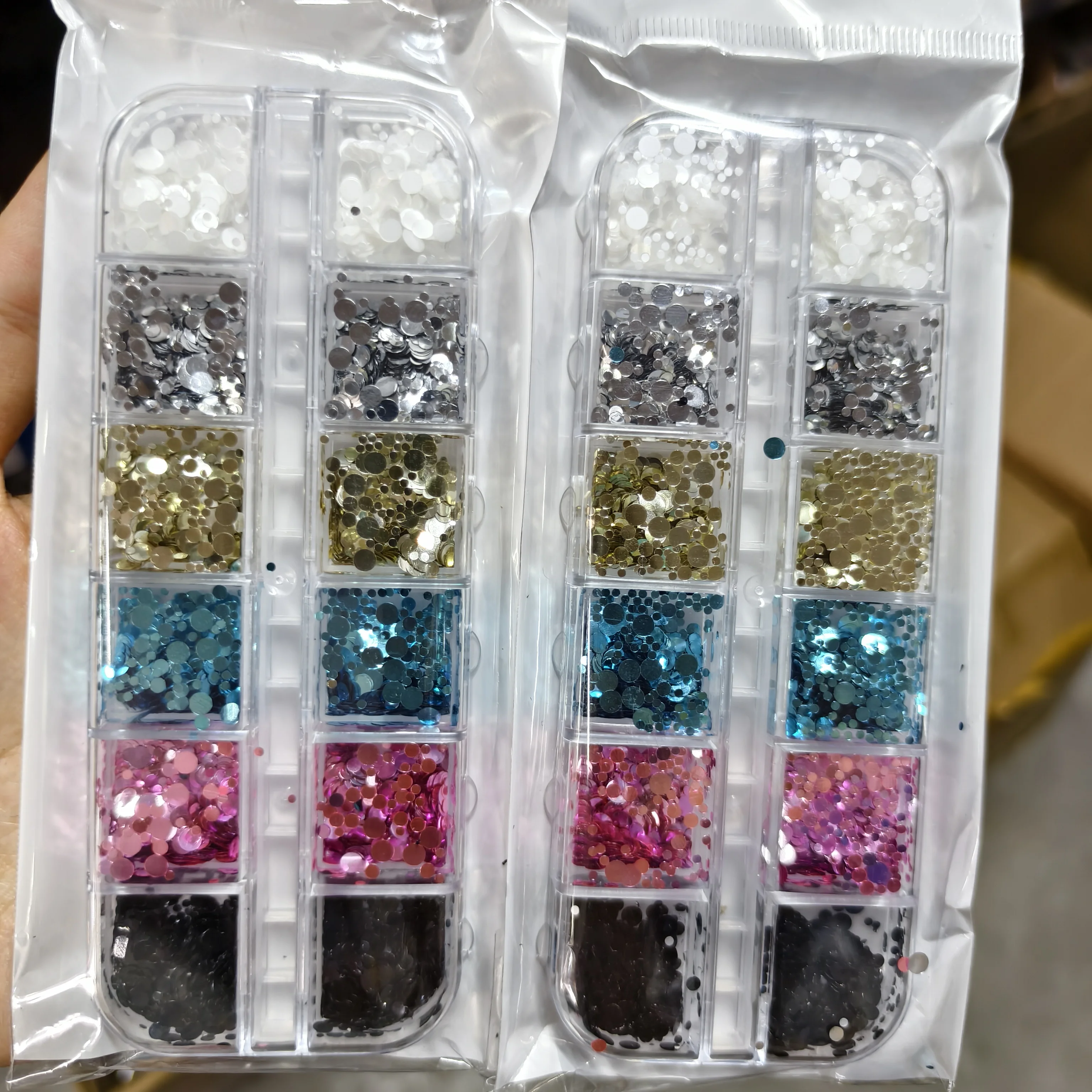 1Box 3D Colorful Polka Dot Nail Glitter Sequins Mixed Circular Spliced Flower Nails Art Flakes Minimalist Manicure Decorations P