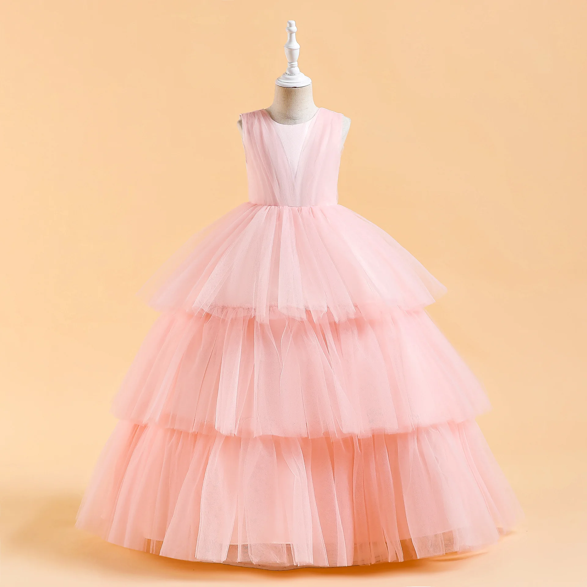 Girls Party Dresses 6 Colors 120cm-170cm Children Christmas Layered Dress Birthday Wedding Ball Gown Baby Vestidos Costumes