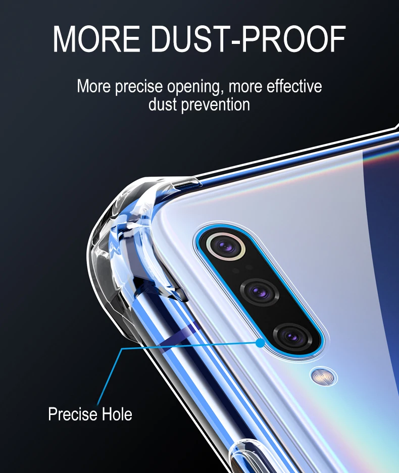 Shockproof Silicone Case For Xiaomi Mi 10 10 Ultra 10T 9 9T 8 Se Pro A1 A2 A3 Lite Clear Soft Cover Airbag Shell Transparent