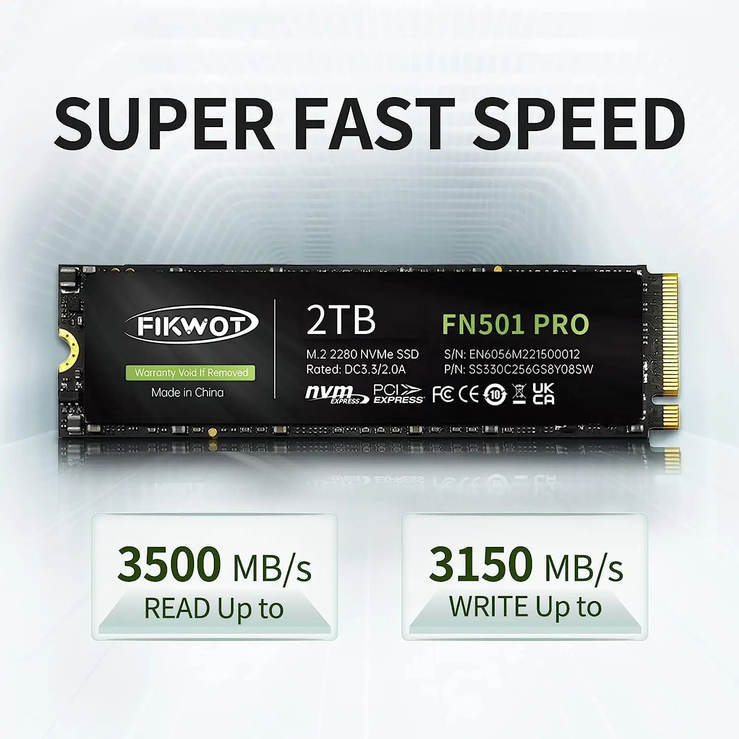 Imagem -02 - Fikwot Fn501 Pro M.2 Nvme Ssd 3500 mb s Pcie 3.0x4 256gb 512gb 1tb 2tb 3d Nand Unidade de Estado Sólido Interna para Laptop pc Desktop