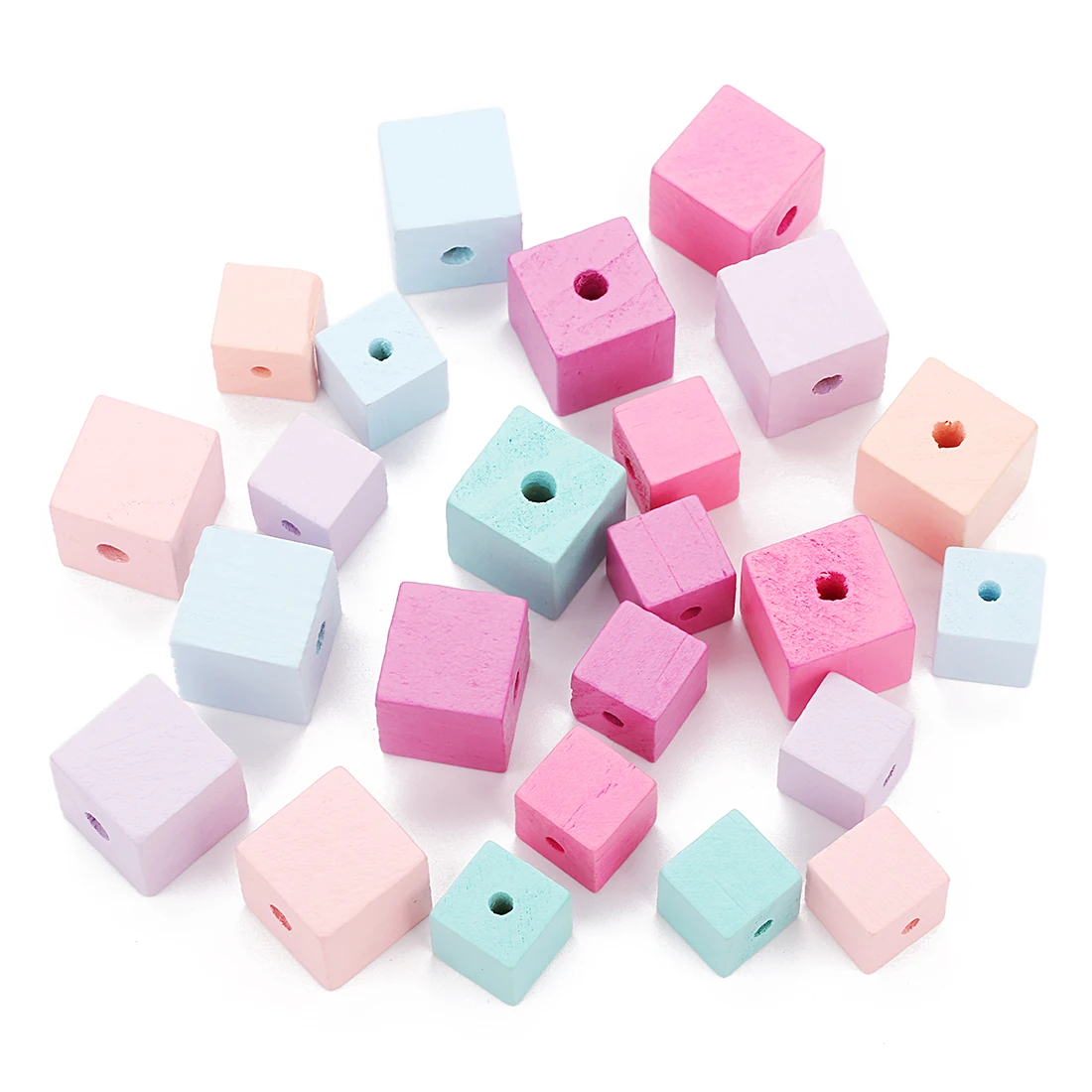 

10pcs/lot 15/20mm Mixed Color Natural Wood Beads Square Cube Spacer Loose Beads For DIY Jewelry Making Handmade Necklace