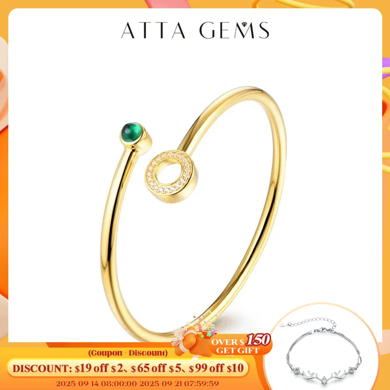 

ATTAGEMS Emerald Gemstone Bracelets for Women 18K Yellow Gold Plated Charm Bracelet for Romantic Engagement Party Gifts