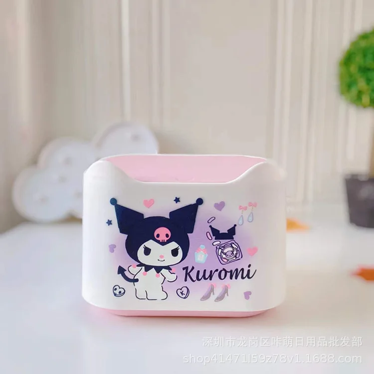 سانريو سطح المكتب القمامة مرحبا كيتي Kuromi يمكن صدفي الصحافة ترتد الجدول صندوق القمامة المنزلية قشر ورقة قصاصات صندوق تخزين هدية