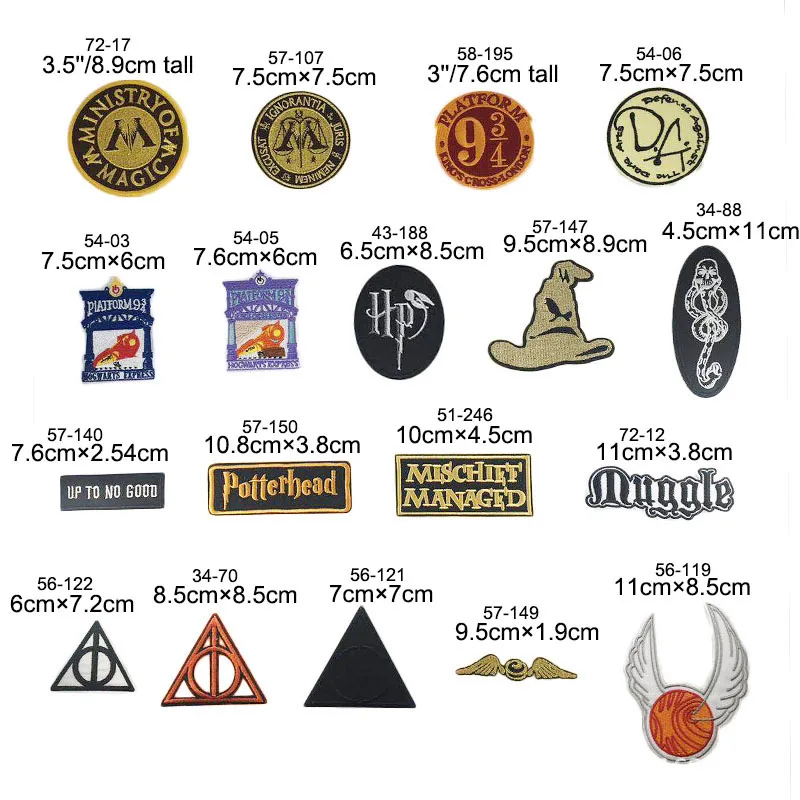 Harry Potter DIY Cloth Stickers Magical Hallows Badges Movie Peripherals Clothing Embroidery Patch Stickers Children\'s Toys Gift