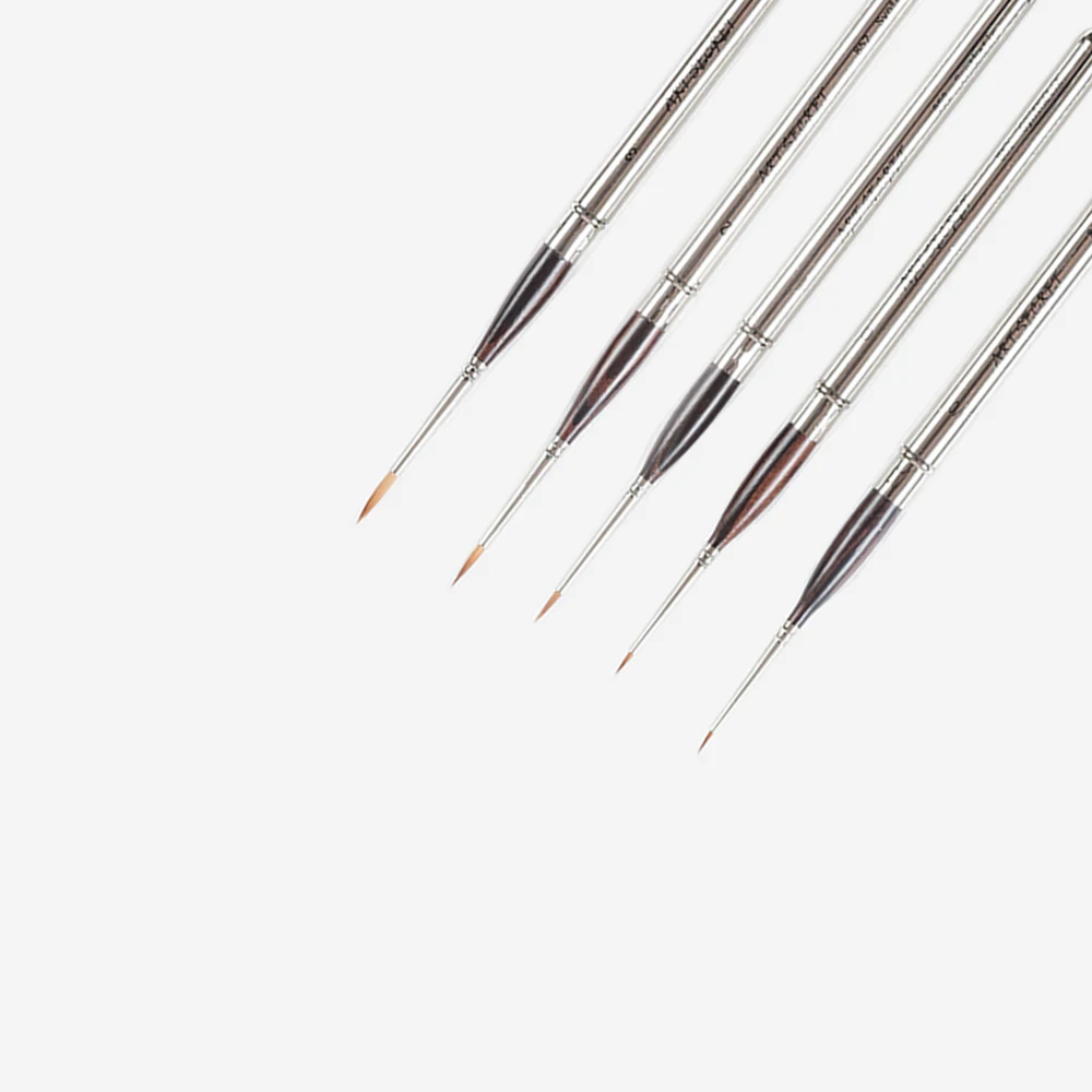 ArtSecret 5PC/Set Detail Paint Brushes with Carry Bag 852Series Golden Synthetic Hair Acrylic Oil Liner Painting bursh