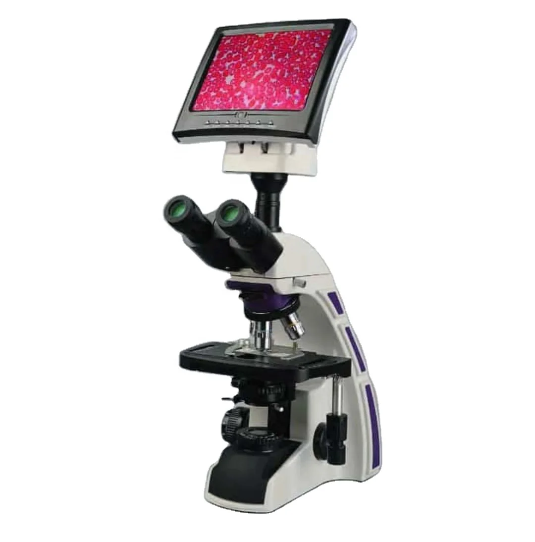 High quality laboratory equipment digital binocular or trinocular microscope with LED and LCD