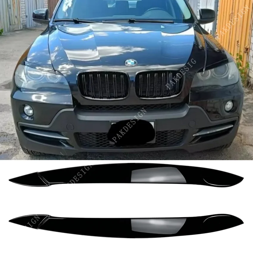 Pegatina para párpado de cejas de faro para BMW X5 E70 30d 48i 30i 35d 40d 30d 50i 35i M50d 2006-2013, accesorios de cubierta de lámpara embellecedora ABS