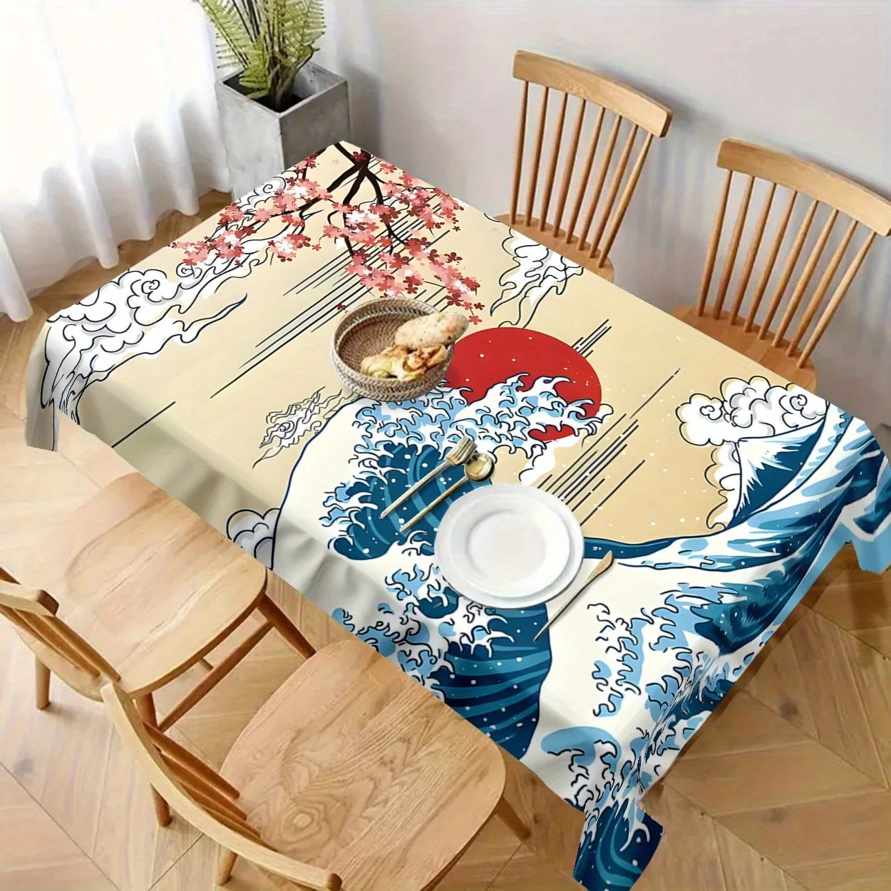 1-piece, polyester material, featuring dynamic Japanese-style theme of turbulent waveszyc
