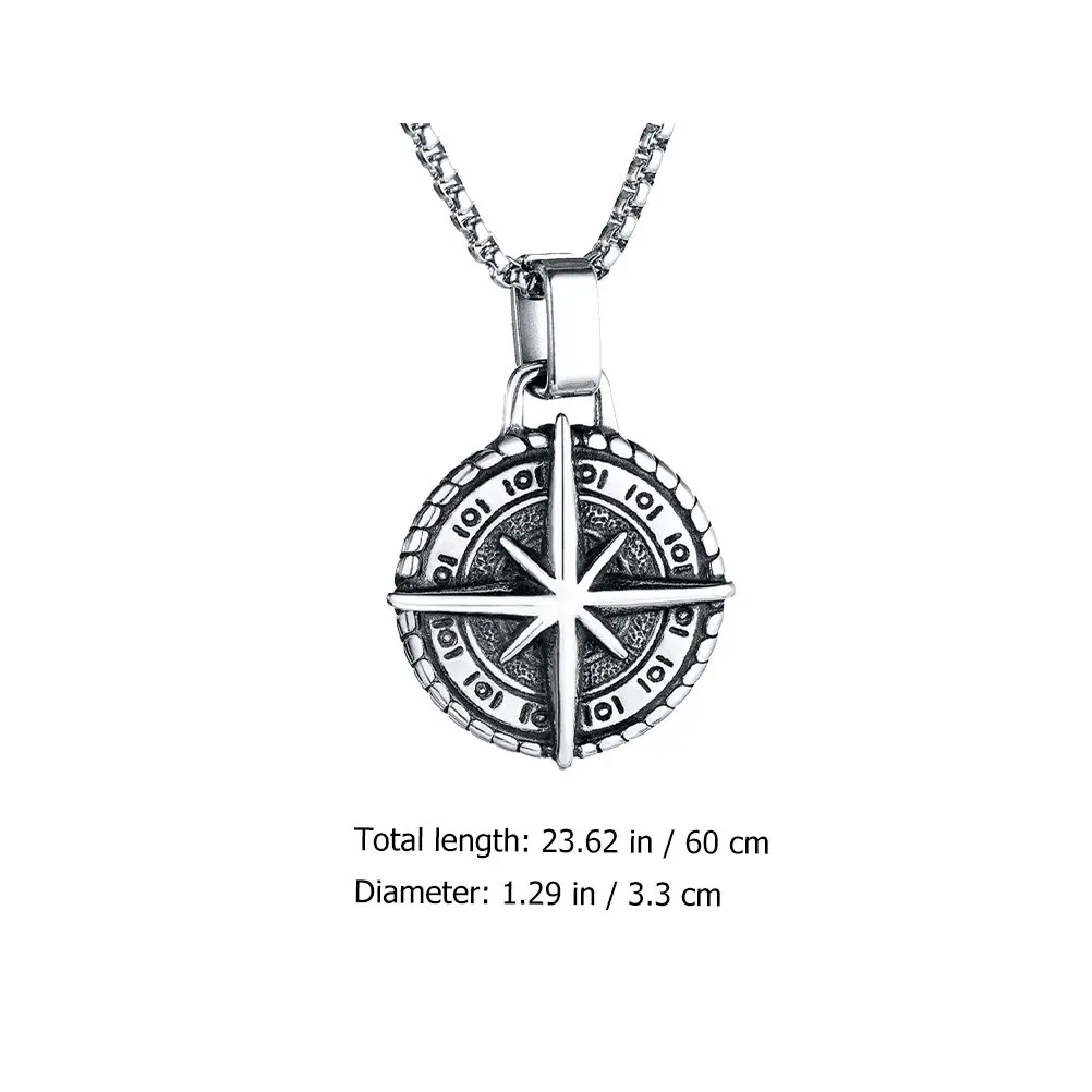 1Pcs Compass Pendant Necklace Retro Punk Decorative Necklace for Men Premium Material Eye Catching Unique Design Daily Party