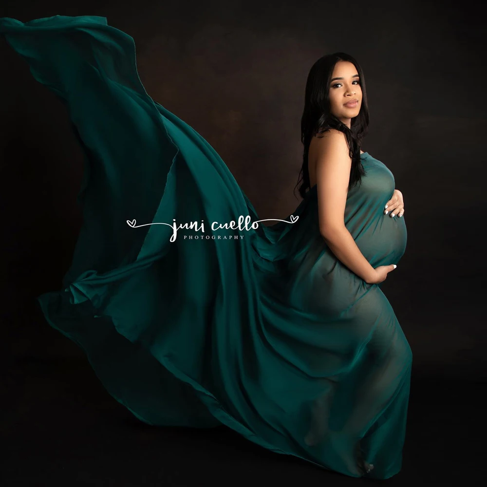 

Green Maternity Photography Prop Fabric Dress Soft Chiffon Tulle Cloak Simple Modeling Fabric Pregnancy Photo Shoot Accessorie