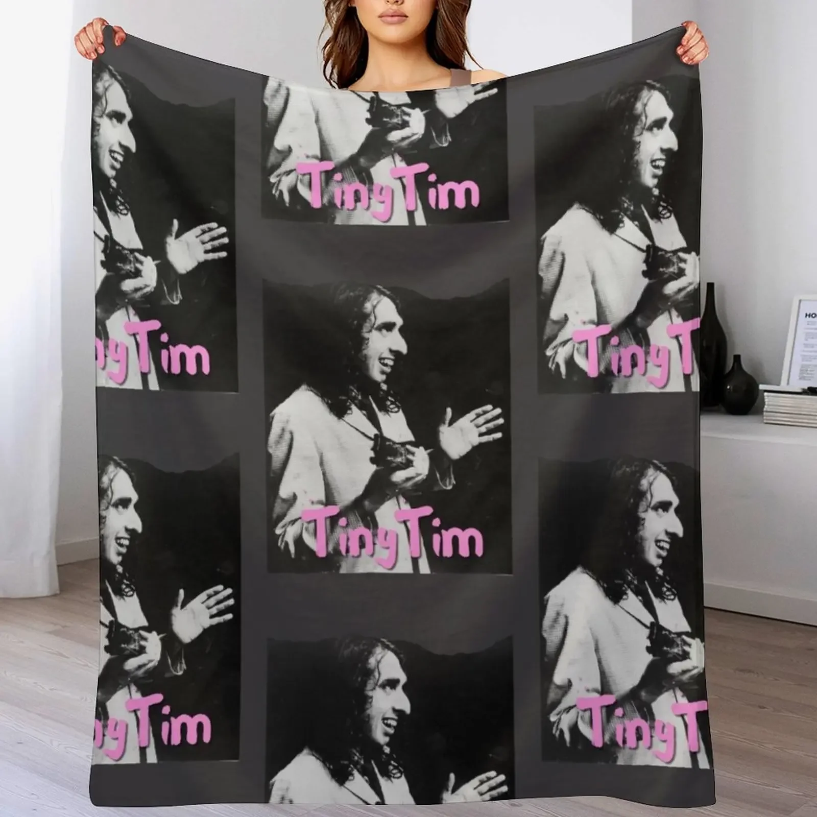 

Tiny Tim Laughing - Herbert Khaury - Ukulele Throw Blanket Warm Cozy Throw Blanket for Living Room Couch
