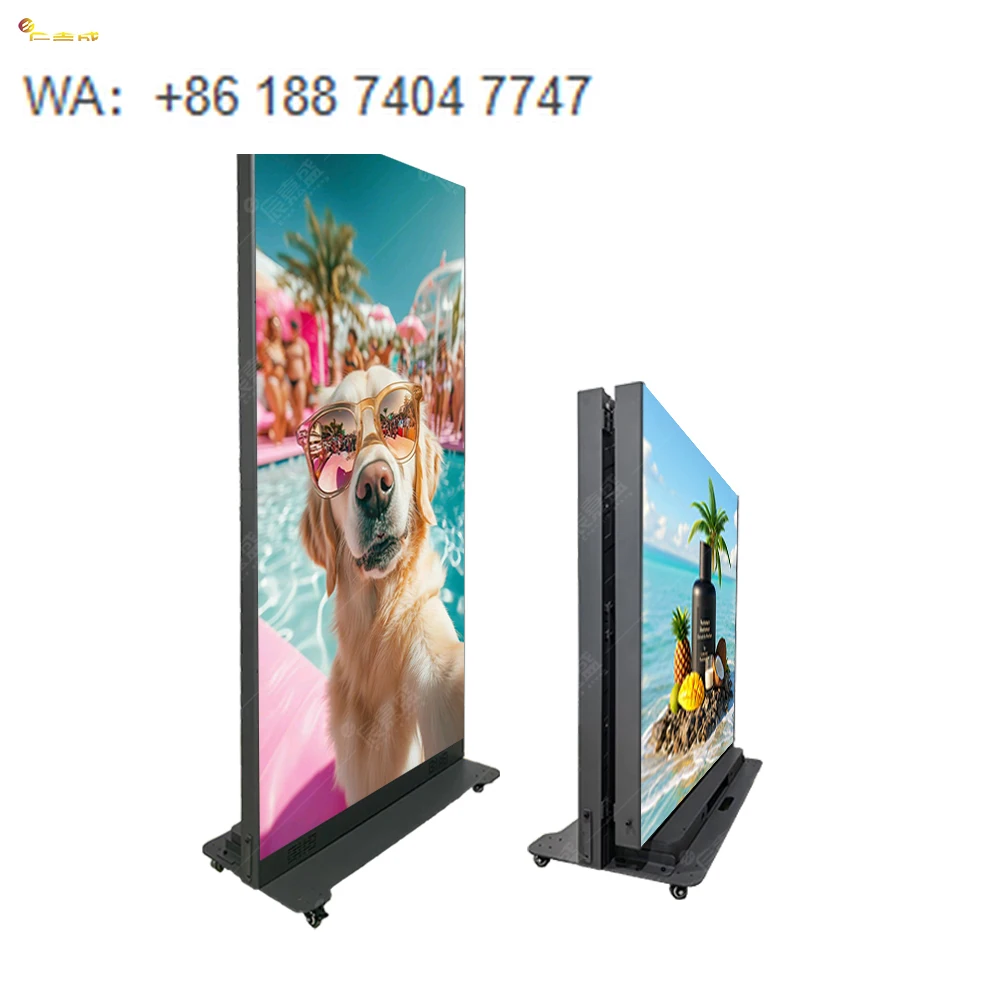 Indoor Outdoor  Waterproof Smart Portable Foldable Safety Video Digital Video Wall Stand Gob LED Poster Display Screen