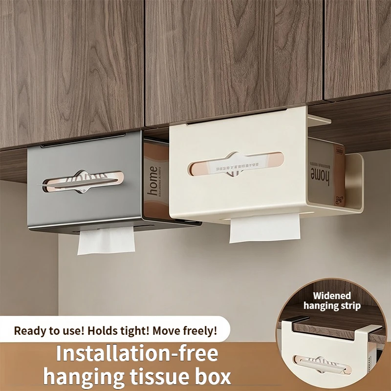 Cabinet Door Hanging Tissue Box Napkin Holder No Drill Space‑Saving Paper Dispenser For Kitchen Bathroom Home Storage