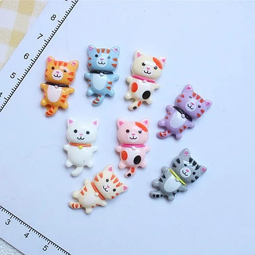 100pcs Kawaii Animal Kitten Resin Flatback Cabochon DIY Accessories for Phone Case Hairpin Keychain Earring Scrapbook Craft