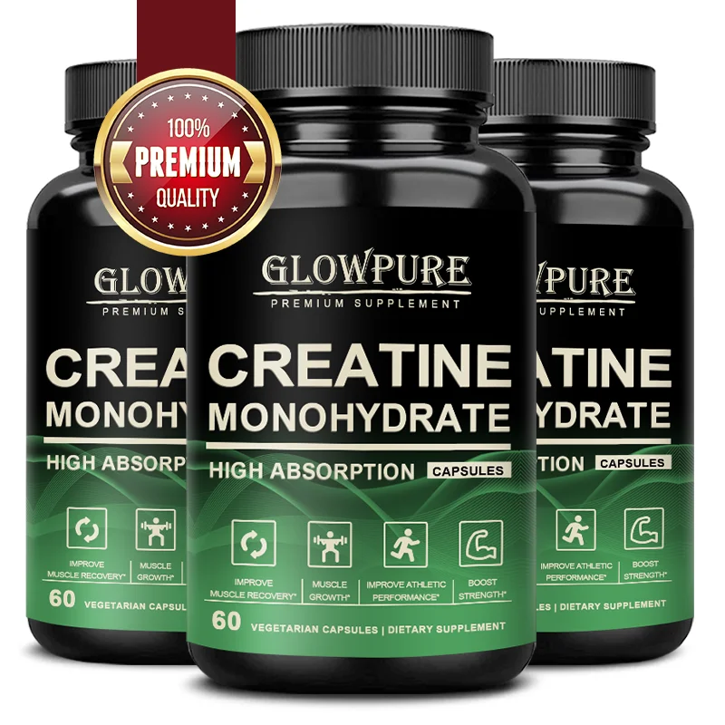 Cápsulas de monohidrato de creatina para mejorar la masa muscular, mejorar la fuerza y el rendimiento, recuperación de entrenamiento, ganador de masa