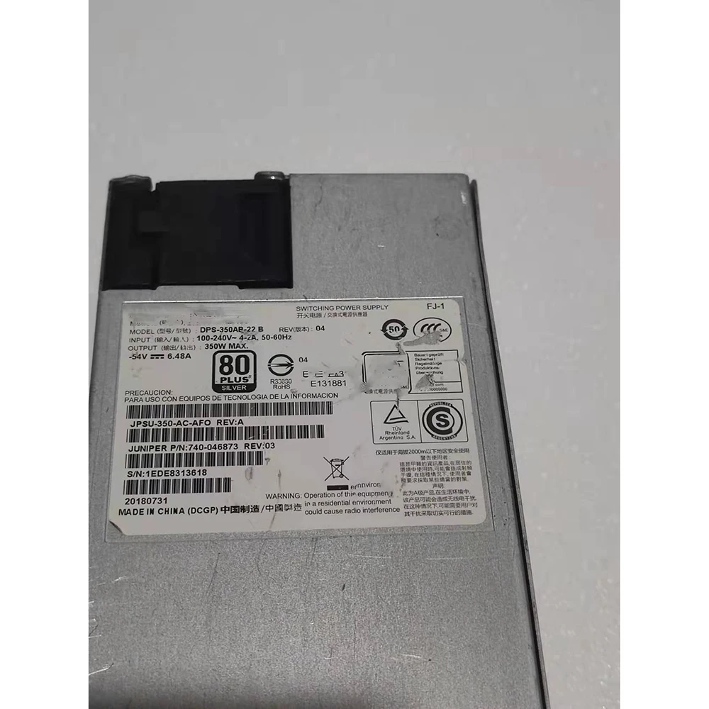 For Juniper 740-046873 Power Supply is Used For EX4300 Switching DPS-350AB-22 B JPSU-350-AC-AFO