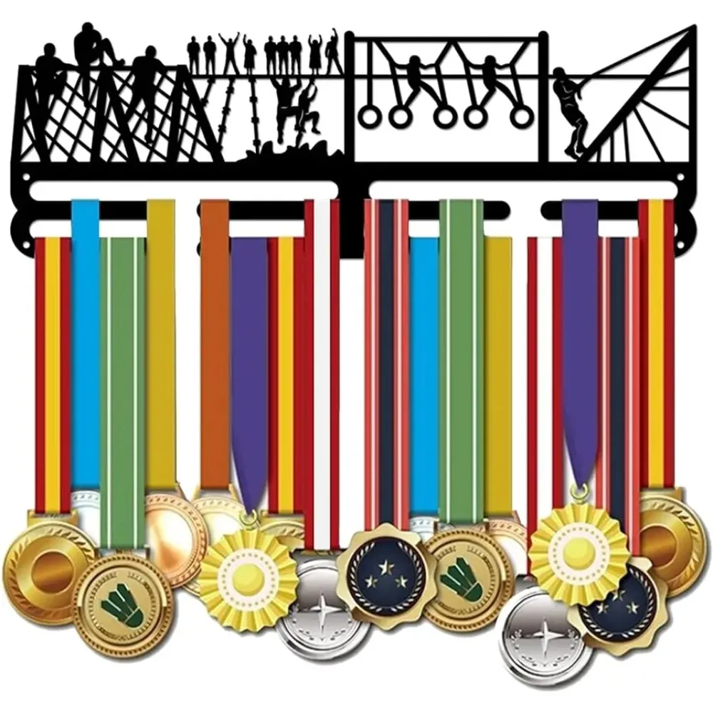 

Obstacle Course Medal Display Hanger Sports Medal Holder Iron Wall Mounted Multiple Medal Award Holder Display Rack Hook for 60+