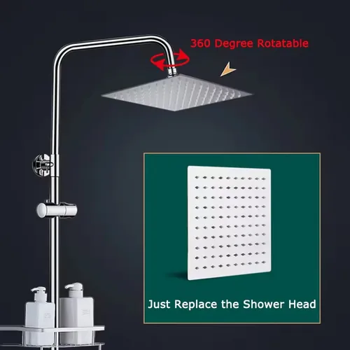 Imagen 2 del producto Cabezal de ducha de alta presión tipo lluvia, cabezal de ducha de cascada ultrafino de acero inoxidable de 12/10/8 pulgadas, cabezal de ducha presurizado ﻿ Cuadrado