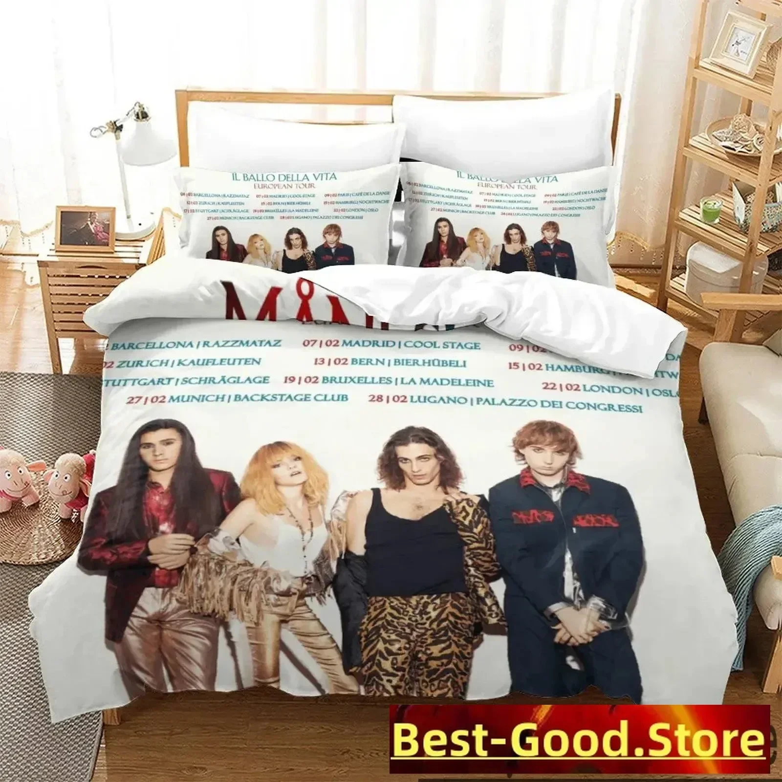 

3D Maneskin Bedding Set Printed Bed Set With Pillowcase Bed Duvet Cover Soft Single Double For Queen Super King Size boys Adult