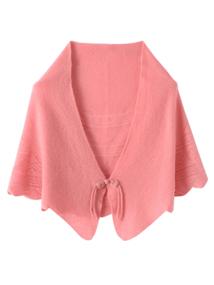 Nowy Elegancki Wiosenno-Jesienny Ażurowy Szal Damski 100% Wełna Merino Dzianina Elegancki Modny Sweter Miękkie Wełniane Otulacze Kardigan