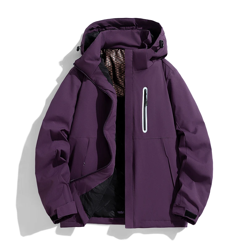 

A Men's and Women's Outdoor Jacket, Winter Thickened Fleece-Lined Cotton Coat, Fleece-Lined Windproof and Waterproof Jacket for Men, Outdoor Workwear for Women, Detachable Hood, Suitable for Outdoor Sports and Daily Travel, Women's Clothing, Elegant Three